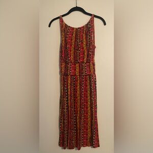 Lucky Brand Red and Gold Maxi Dress